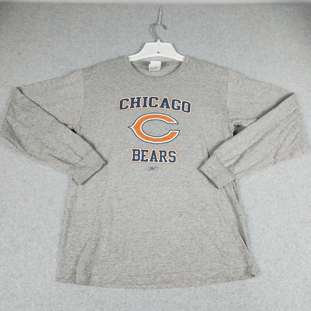 Chicago Bears Shirt Mens Medium Gray Jerzees NFL Football Fan Graphic Crew Neck